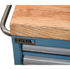 Lista 6 Drawer Mobile Tool Cabinet Maple Butcher Block Top 28x22.5x36 Blue