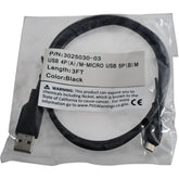 NEW Qualtek 3025030-03 USB A to Micro B 2.0 Cable 3FT Black