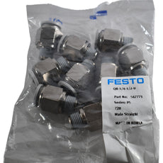Pack of 10 NEW Festo QB-1/4-1/2-U Push-In Fitting 567771 1/4 NPT to 1/2 Tube