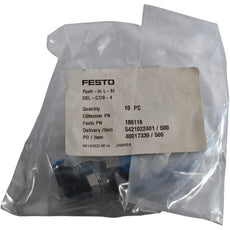 Pack of 10 NEW Festo QSL-G1/8-4 186116 Push-In L-Fitting G1/8 to 4mm Tube