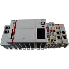 NEW Beckhoff Automation CX2040-0100 PLC CPU Module Control System Stack with CX2100 Power Supply, EL6652 EtherNet/IP Scanner, EK1122 EtherCAT Junction, and EL9011 End Plate