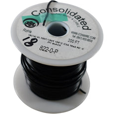 NEW Consolidated 822-0-P 18 AWG Stranded PVC Black Hook Up Wire Spool 200 FT
