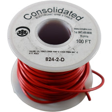 Consolidated 824-2-D 16 AWG Stranded PVC Red Hook Up Wire Spool