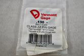 NEW Vermont Gage 911213000 Class ZZ Black Guard 0.130 Inch Minus Pin Gage