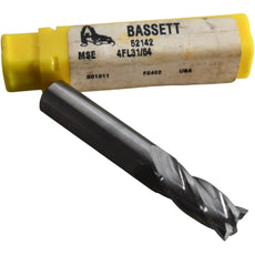 NEW Bassett 52142 31/64 4 Flute Square Single End Solid Carbide End Mill USA