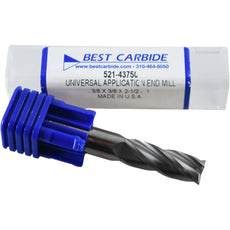 NEW Best Carbide 521-43750 Universal Square End Mill 3/8 Dia 1'' LOC 4 Flute