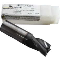 NEW Bassett B02032HL 3/4 Carbide 3 Flute End Mill Corner Radius Hardlube USA