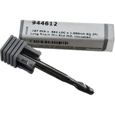 NEW Harvey Tool 944612 End Mill 2 Flute Square 3/16 x 9/16 x 1.000 Reach Uncoated