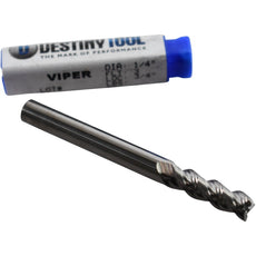 NEW Destiny Tool V31612 Viper Carbide End Mill - 1/4'' Dia - 3 Flute - Aluminum