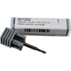 NEW Harvey Tool 867293 Corner Radius End Mill 3FL .0930 DIA .279 LOC Uncoated