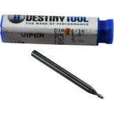 NEW Destiny Tool V20401 Viper Solid Carbide 2 Flute End Mill 1/16'' 1/8 Shank