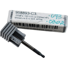 NEW Harvey Tool 958893-C3 Miniature End Mill 0.093 In 0.030 Rad 4 Flute AlTiN