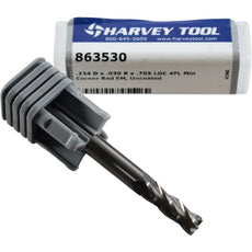 NEW Harvey Tool 863530 0.2344'' Dia 4FL Uncoated Carbide Corner Radius End Mill
