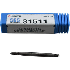 NEW Kyocera SGS 31511 15S Double End Stub Square End Mill 7/64 Solid Carbide