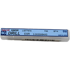 NEW Nachi SGESR LIST7574 Jobber Drill Bit HSS PM TiCN 3.0mm 33mm 64mm 3mm Shank