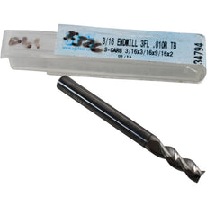 Kyocera SGS 34794 S Carb 3/16 3 Flute Corner Radius Carbide End Mill TiB2 Coated