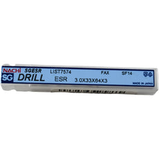 NEW Nachi LIST7574 3.0mm SGESR SG Drill Powder Metallurgy HSS-Co Jobber Bit