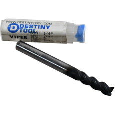 NEW Destiny Tool V31612S Viper End Mill 1/4 Dia 3FL 3/4 LOC Carbide Stealth
