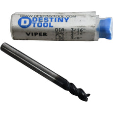 NEW Destiny Tool V31206S Viper End Mill 3/16 Dia 3FL 3/8 LOC Carbide Stealth