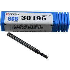 NEW Kyocera SGS 30196 3/32'' 4 Flute AlTiN Carbide Square End Mill 1/8 Shank