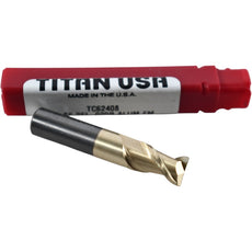 NEW Titan USA TC62408 End Mill 3/8 Dia 5/8 LOC 2 OAL 0.020R 2FL ZrN Carbide Alum