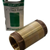 NEW Campbell CV-4T LF 1 Inch Lead Free Brass Spring Check Valve FNPT