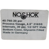 NEW NOSHOK 45-760-30-psi Process Pressure Gauge 4.5 in 316SS 1/2 NPT Glycerin