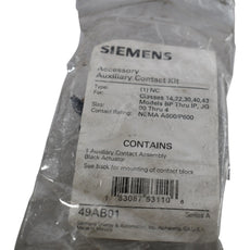 NEW Siemens 49AB01 Auxiliary Contact Kit 1NC NEMA A600/P600 Size 00-4 Series A