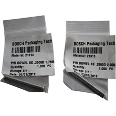 NEW Lot of 2 Bosch Packaging 21314 21315 SS Dowel Pins 1/4 In Dia 1.75 2.00 L
