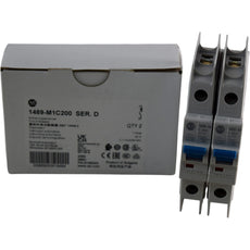 NEW Allen Bradley 1489-M1C200 Ser D Circuit Breaker 1P 20A C-Curve DIN Rail 2 Pack