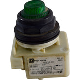 Square D 9001KM38 Ser H 30mm Pilot Light Module Green Lens 120V AC DC 120MB