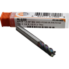 NEW IMCO 61500 APT5 1/4 5F SQ 2XD Pow-R-Path taC Solid Carbide End Mill 0339588