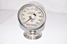 BEECO 0-200 PSI Sani-Flow Pressure Gauge Sanitary Use 3-5/8'' W