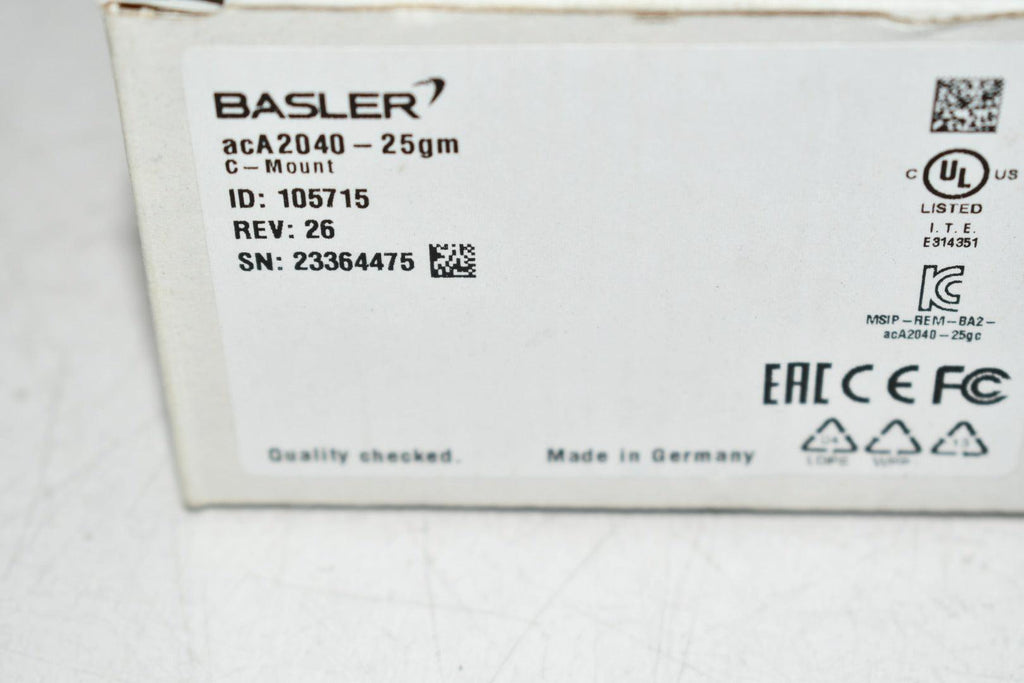 Sensor Basler Label NEW Basler Vision Technologies 105715 CAMERA ACA2040-25GM ACE CLASSIC ...