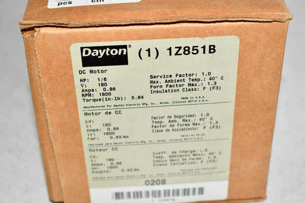 Dayton Rp NEW DAYTON 1Z851 DC Permanent Magnet Motor: 1/6 HP, 1,800 Nameplate RP ...