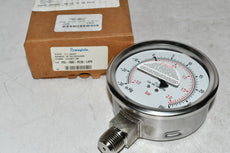 NEW Swagelok PGI-100C-PC30-LAPX Pressure Gauge, Crimped Ring, 100 mm, vac to 30 psi 1/2''