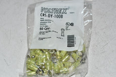 Pack of 50 NEW Voltrex CRS-DY-1008 Ring Tongue Terminal, M4, #8, 10 AWG, CRS Series, Yellow