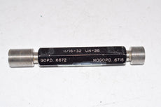 11/16-32 UN-2B Thread Plug Gage Assembly GOPD .6672 x NOGO PD .6718