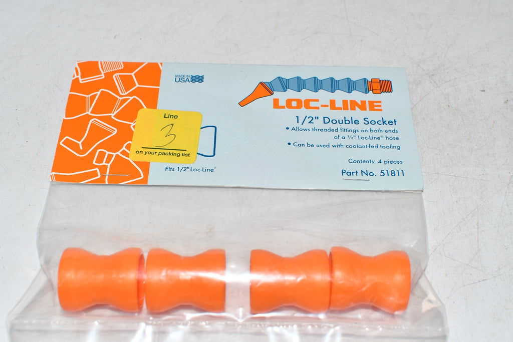 Pack of 4 NEW Loc-Line 1/2'' Hose Double Socket Fitting 51811