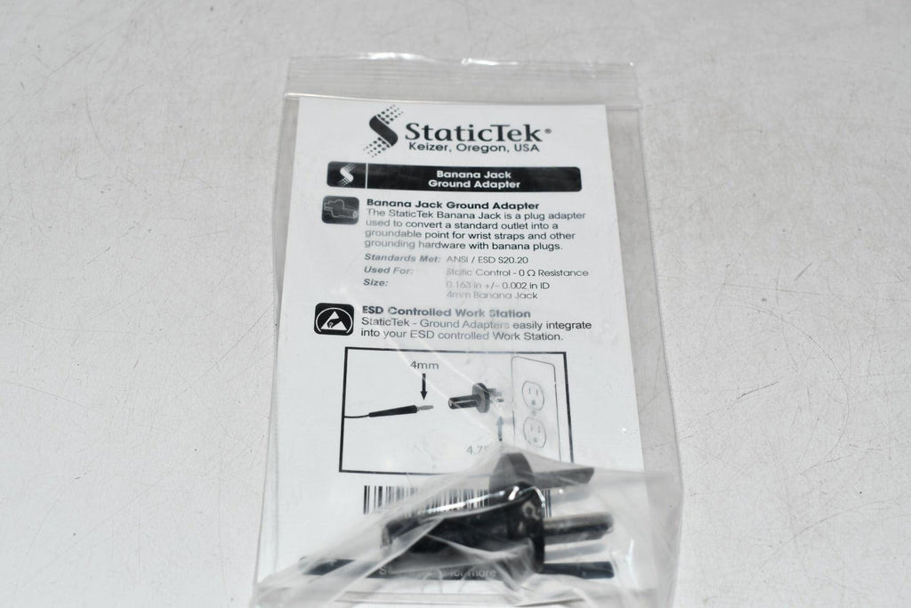 NEW StaticTek Banana Jack Outlet Plug Adapter Ground Adapter Condition_New