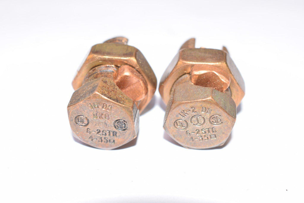 Lot of 2 BURNDY 6-2STR Copper Split Bolt, Cu: 6 AWG-2