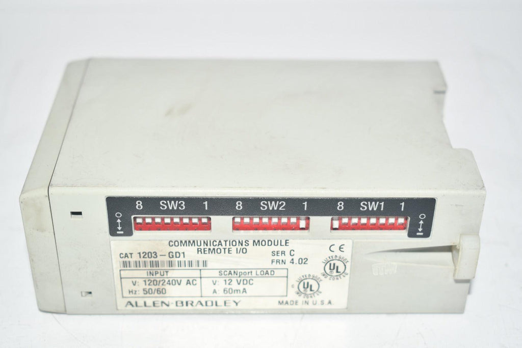 Universal Allen Communication Router Allen Bradley 1203-GD1 COMMUNICATION MODULE REMOTE I/O 120/240 VAC 50 ...