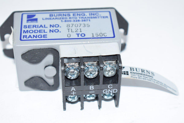 BURNS ENGINEERING INC. TL21 LINEARIZED RTD TRANSMITTER 0 to 150C – VB ...