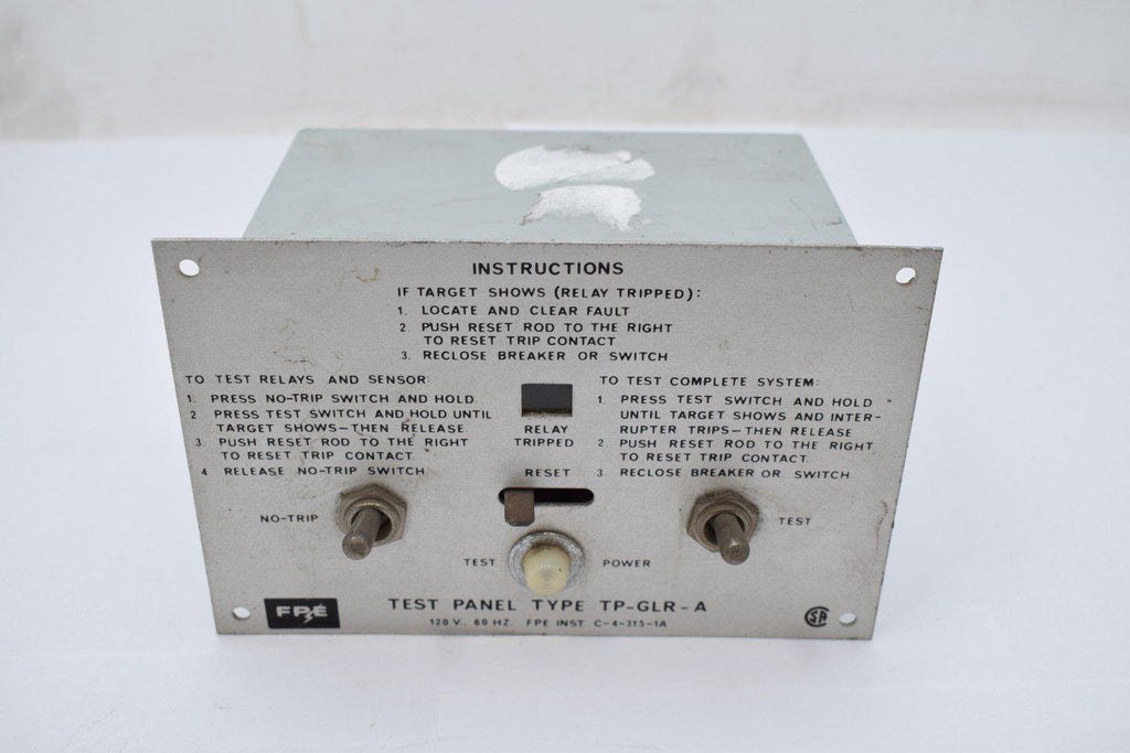 FPE Federal Pacific TEST PANEL TYPE TP-GLR-A 120V 60Hz C-4-315-1A