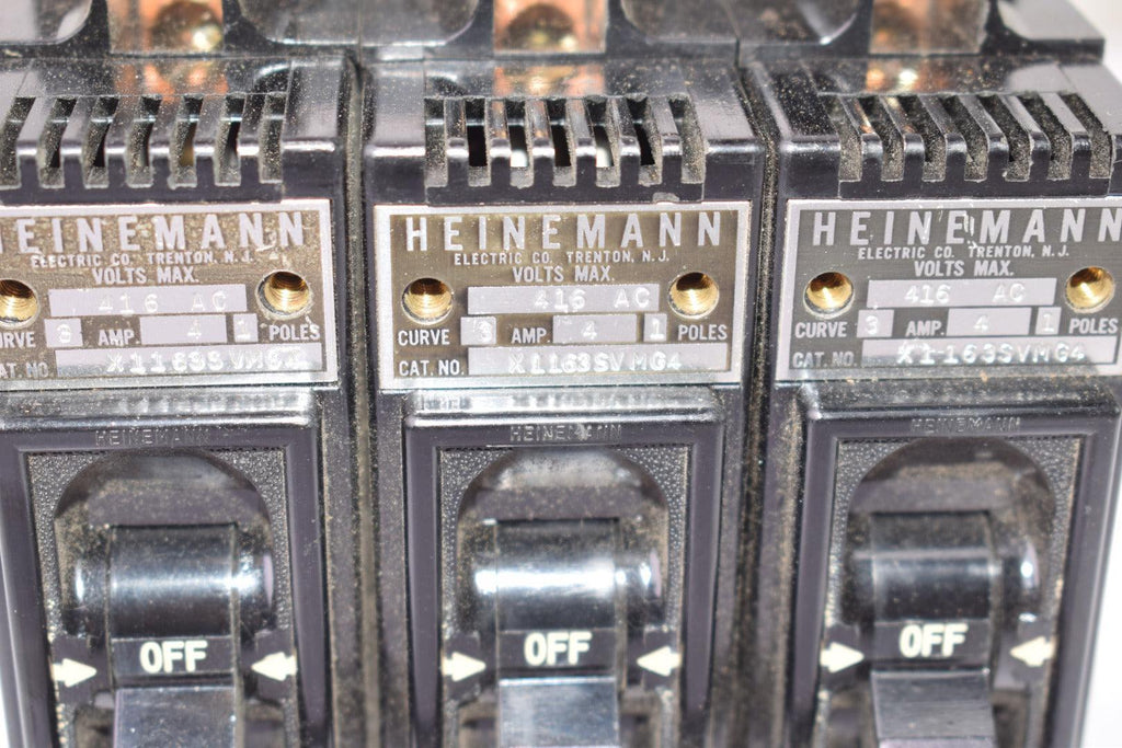 Heinemann Electric 416 AC, 1 Pole, 4 Amp CAT No. X1163SVMG4 Circuit Br ...