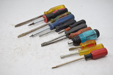 Lot of 12 Screwdrivers, Mixed lot Flathead Phillips Multibit & More