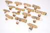 Lot of 15 Brass Parker Tee Fittings, Pneumatic, Mixed Sizes
