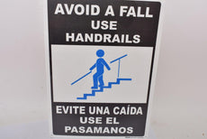 Lot of 2 NEW Brimar E5337BI-BC Bilingual Avoid A Fall Use Handrails Sign