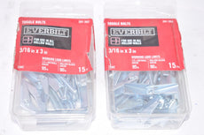 Lot of 2 Packs of Everbilt 261262 3/16 in. x 3 in. Zinc-Plated Toggle Bolt with Round-Head Phillips Drive Screw