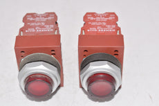 Lot of 2 SIEMENS P30CB10 Red Illuminated Push Button Switches 600V AC/DC MAX Heavy Duty